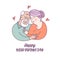 Happy day of the older person. Cute vector illustration of a greeting card.