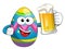 Happy Decorated Easter Egg character drinking mug beer