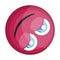 Happy deep pink emoji face leaned on the side vector illustration on a