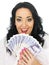 Happy Delighted Attractive Young Woman Holding Money