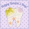 Happy dentist day card with tooth silhouette vintage