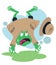 Happy detective frog mascot for kids books