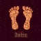 Happy dhanteras festival greeting with feet print