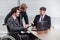 Happy disabled man during business meeting