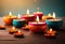 Happy Diwali background, diya candles banner with copy space text, festival of lights
