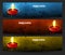 Happy diwali beautiful bright three colorful set of headers