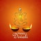 Happy diwali celebration greeting card with creative illustration and diwali diya with golden ganesha