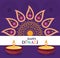 Happy diwali festival, diya lamps candles floral mandala flower decoration