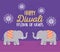 Happy diwali festival, invitation card elephants flowers ceremony, vector design