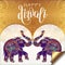 Happy Diwali gold greeting card with hand written inscription an