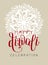 Happy Diwali greeting card with hand written inscription to indian light community festival