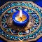 Happy Diwali greeting cards gold diya lamps, Aqua Bule theme illustration