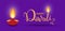 Happy Diwali lettering wallpaper design template. illustration of burning Diwali diya oil lamp for light festival of