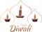 Happy Diwali! Logo. The inscription under the candles with gold contours.