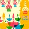 Happy Diwali traditional festival of India greeting background with colorful diya