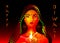 Happy Diwali. Traditional Indian Festival Background of Indian ethnic woman dancer with Burning Lamp,  illustration