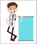 Happy Doctor with Ad Banner Vector