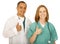 Happy Doctor And Nurse Give OK Sign