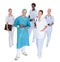 Happy Doctor In Surgical Gown With His Coworkers