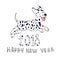 Happy dog as a symbol 2018, on white background.Design e