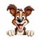 Happy Dog Cartoon Character Standing With Eye-catching Detail