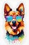 A happy dog face with really bright colors generated by ai