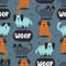 Happy dogs, colorful seamless pattern