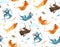 Happy Dogs and Doggy Food Seamless Pattern