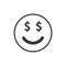 Happy dollar face emoji color line icon. Stock vector illustration isolated on white background.