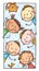 Happy doodle cartoon kids, vertical rectangular vector illustration