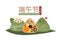 Happy dragon boat festival with cute rice dumpling character. Translate: Dragon boat festival. -Vector