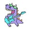 Happy dragon playing the electric guitar in black glasses. Vector illustration.