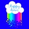 Happy dream. Vector elements for greeting card, invitation, poster, T-shirt design. cloud, rainbow rain with hearts