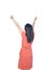 Happy dress woman standing on white background