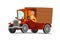 Happy driver rides on retro truck. Delivery, farming, concept. Cartoon vector illustration