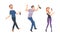 Happy drunk young men and woman walking with bottles of alcohol drinks cartoon vector illustration