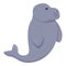 Happy dugong icon cartoon vector. Sea manatee