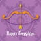 Happy dussehra festival of india, bow arrow purple background traditional religious ritual
