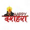 Happy Dussehra Font With Demon King Ravana On White