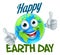 Happy Earth Day Cartoon Globe Mascot Design