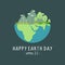 Happy earth day celebration design. Environment and ecology theme banner, poster, and background. World map background vector