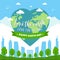 Happy earth day celebration design. Environment and ecology theme banner, poster, and background. World map background vector