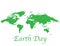 Happy earth day. Ecology concept poster world in green. Globe and planet logo in april illustration. Vector save nature in global