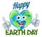 Happy Earth Day Heart Globe Mascot Design