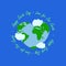 Happy earth day illustration have circle typography at the middle typography have heart earth and cloud surrounding. happy earth