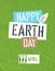 Happy Earth Day Logotype. On green leaf veins texture