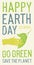Happy Earth Day poster, April 22. A man`s hand gently touches a green leaf. Support gesture. Against the background of the tone o