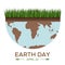 Happy Earth day - square vector flat eco illustration of an environmental concept to save the world. Concept vision on