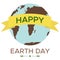 Happy Earth day - square vector flat eco illustration of an environmental concept to save the world. Concept vision on