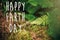 Happy earth day text, concept. beautiful fern leaf and moss in